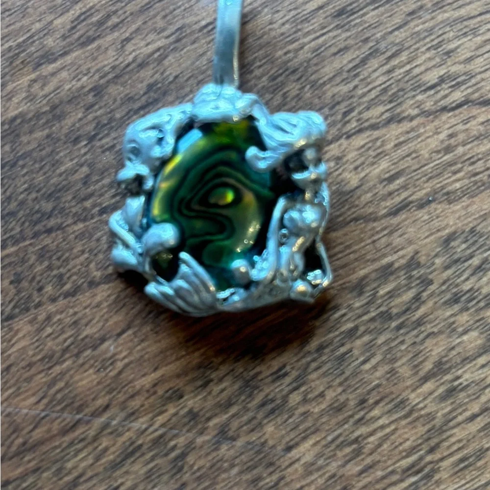 Vintage CYVRA alone mermaid and fish sterling pendant